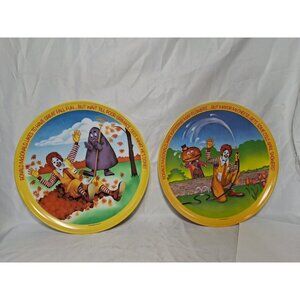 Set Of 2 Vintage 1977 McDonalds Seasons 10” Plates , Fall / Autumn & Spring.